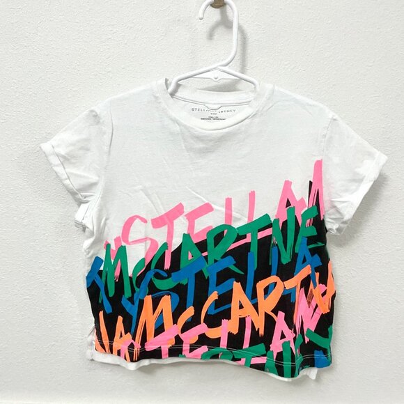 Stella McCartney Scribble Stella Oversized Short Sleeve Tee White Size 5 - Picture 2 of 6